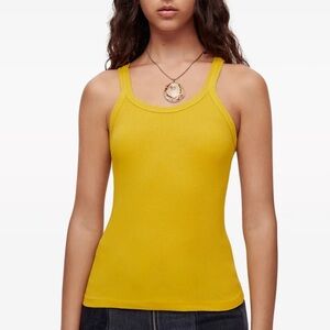 Re/Done Hanes Womens Tank Top Sleeveless Pullover Solid Yellow L